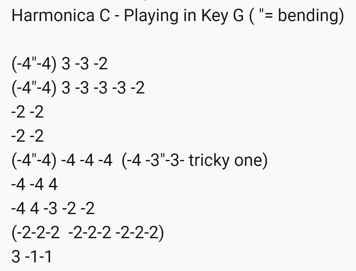 Easy Solo in G Tab San Diego Harmonica Club